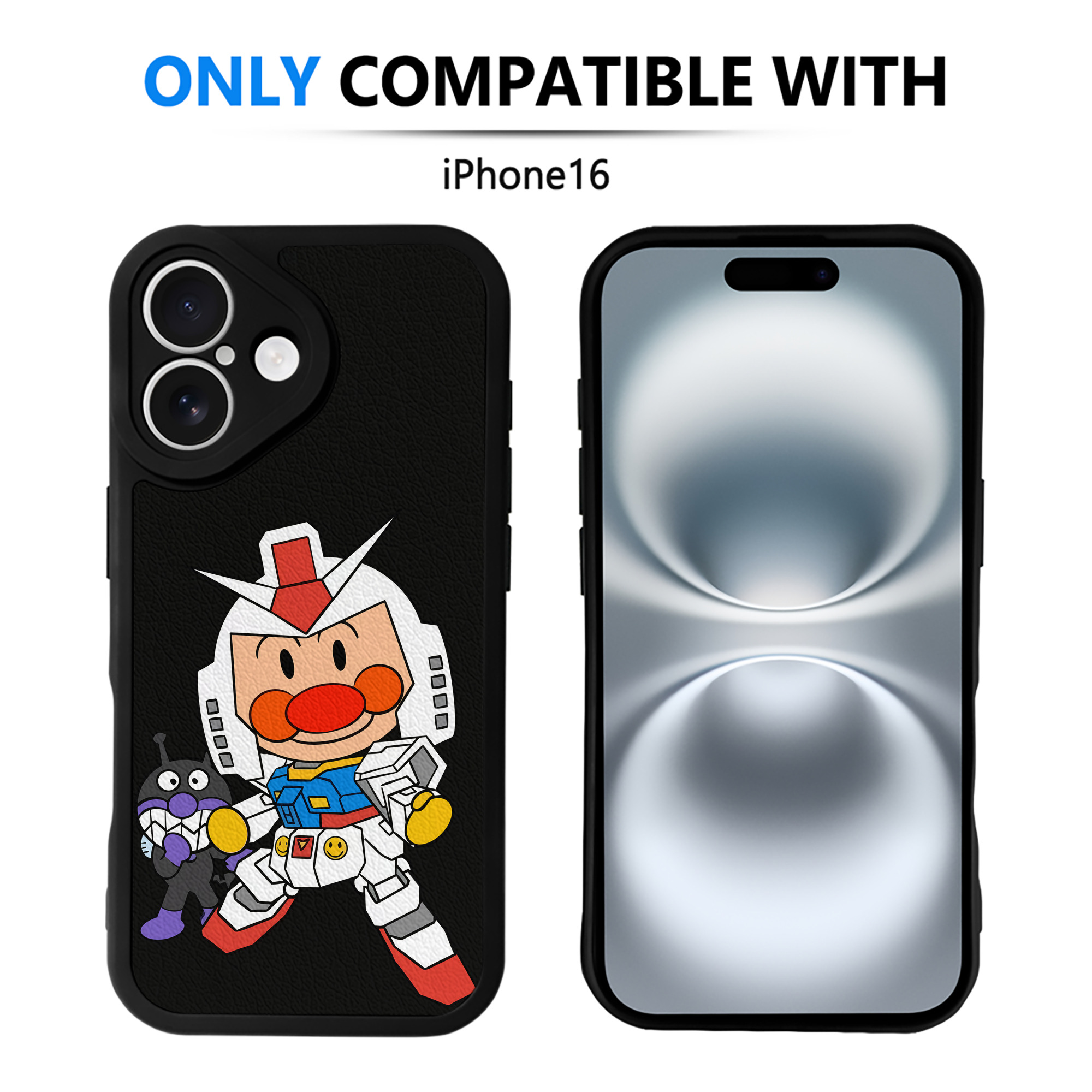 （画像用） アンパンマン Anpanman 【iPhone 16シリーズ対応】シリコンスマホケース（レザー調） 材質：シリコン